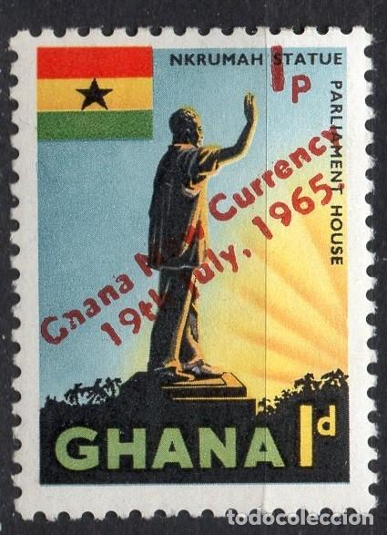 Selos: GHANA/1965/MNH/SC#216/ESTATUA DE KWAME NKRUMAH / NUEVA MONEDA /1p