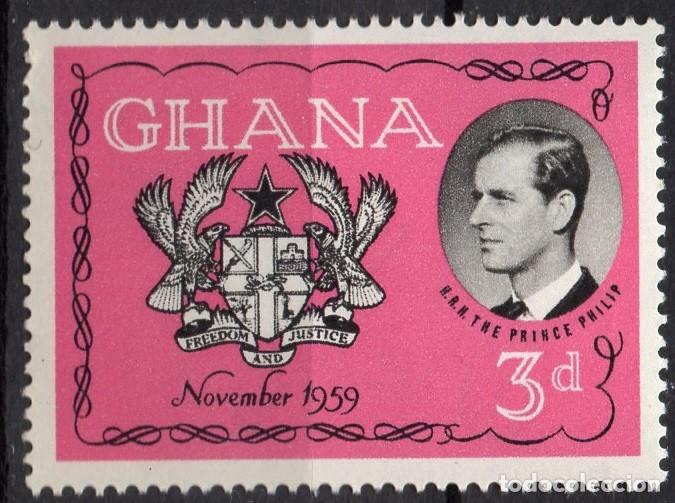 Selos: GHANA/1959/MH/SC#66/VISITA DE PRINCIPE FELIPE / ESCUDO DE ARMAS
