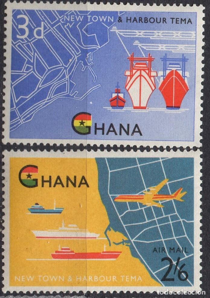 Selos: GHANA/1962/MH/SC#134, C4/ APERTURA DEL PUERTO DE TEMA / BARCOS / SET PARCIAL