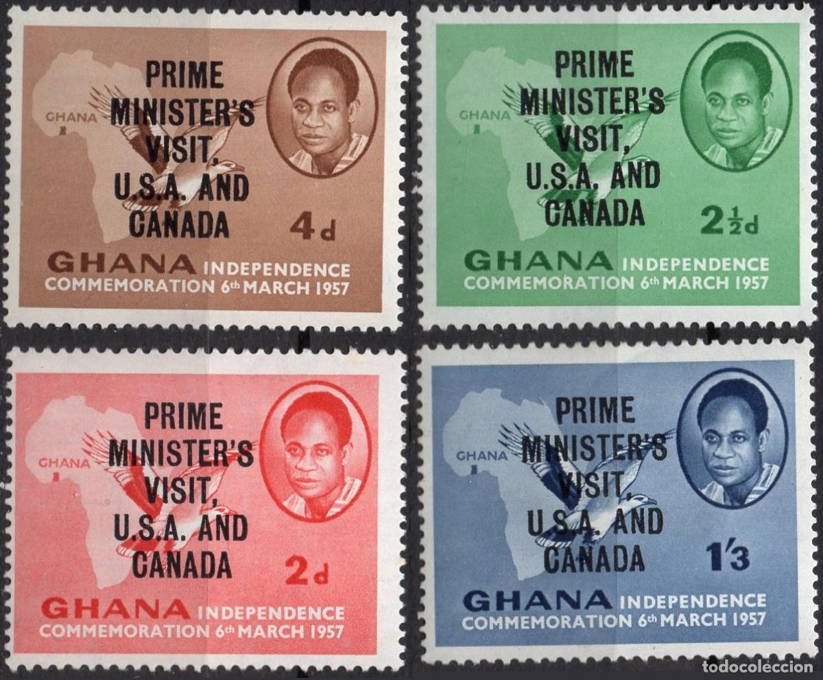 Sellos: GHANA/1958/MH/SC#28-31/KWAME NKRUMAH/ VISITA DEL PRIMER MINISTRO A AMERICA/ FULL SET