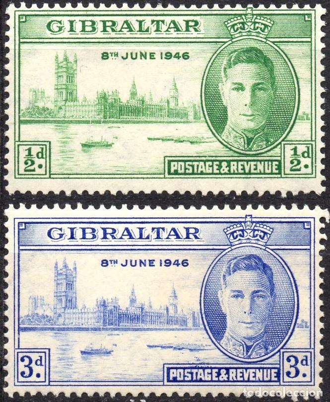 Timbres: GIBRALTAR/1946/MH/SC#119-20/ EMISION DE PAZ / REY JORGE VI / KGVI / / FULL S