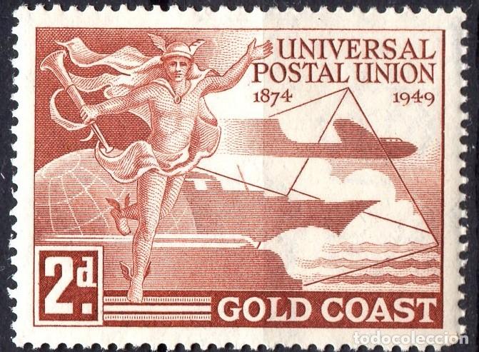 Timbres: GOLD COAST/1949/MH/SC#144/ UNION POSTAL UNIVERSAL / EMISION UPU / 2p MARRON ROJO