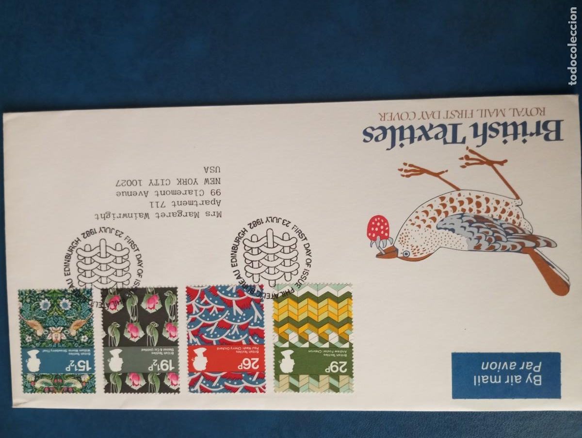 Sellos: INGLATERRA 1982, TEXTILES INGLESES, SPD - Foto 1