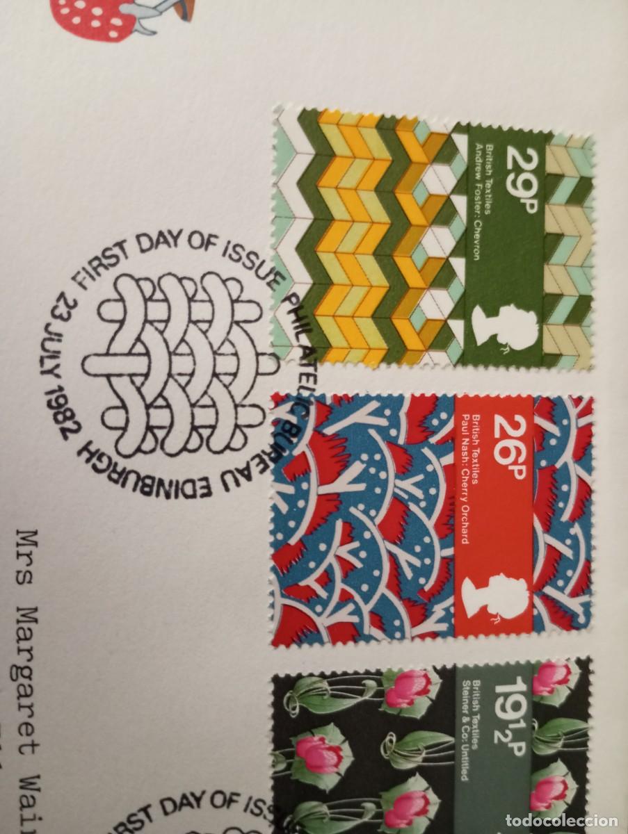 Sellos: INGLATERRA 1982, TEXTILES INGLESES, SPD - Foto 2