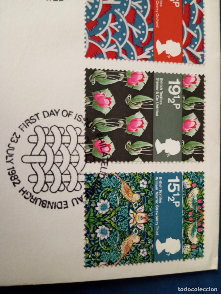 Sellos: INGLATERRA 1982, TEXTILES INGLESES, SPD - Foto 3