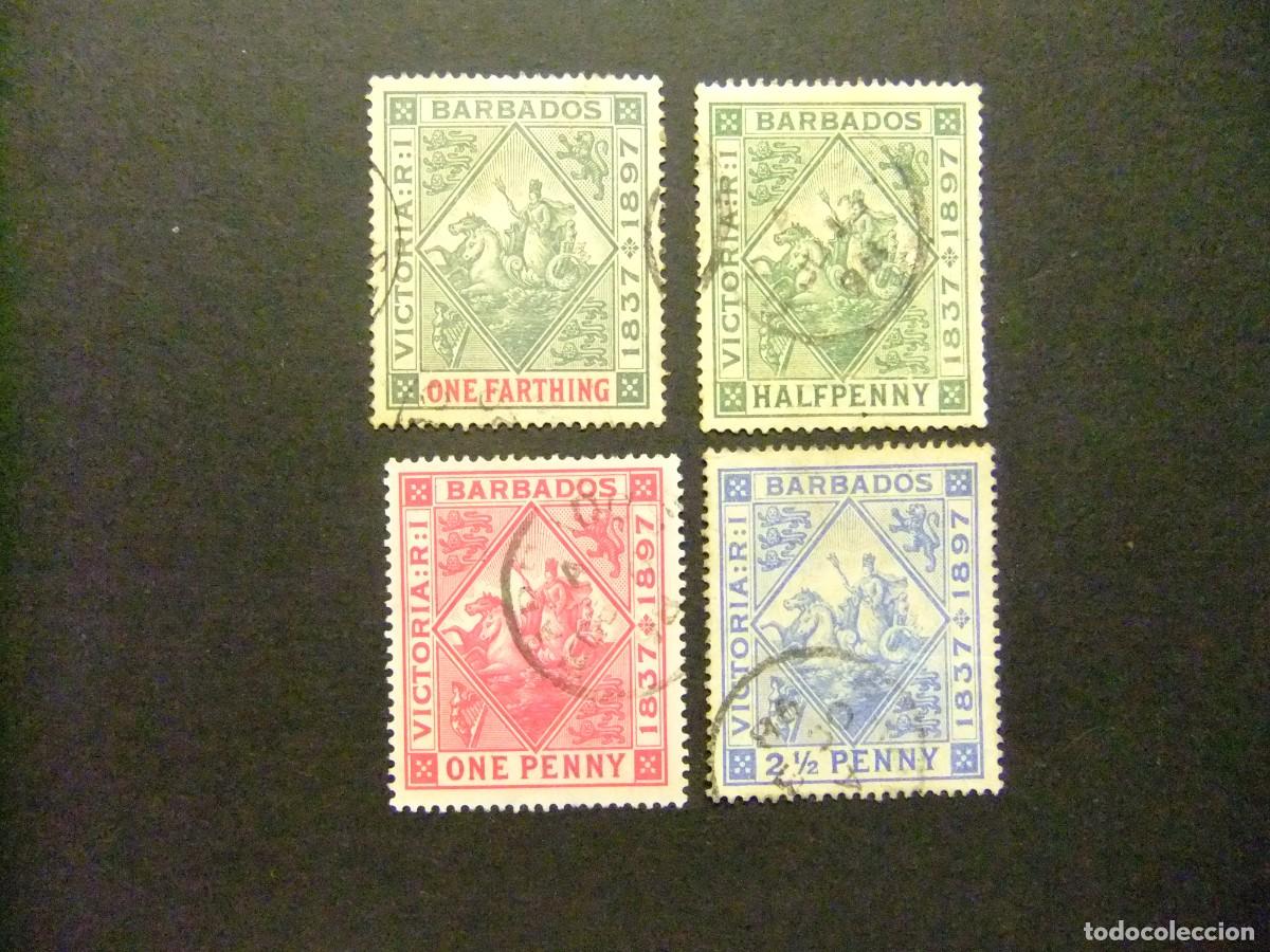 Selos: 49 BARBADOS 1897 / 60 ANIVER. de la ASCENSION AL TRONO de la REINA VICTORIA / YVERT 60 / 63 FU fili.