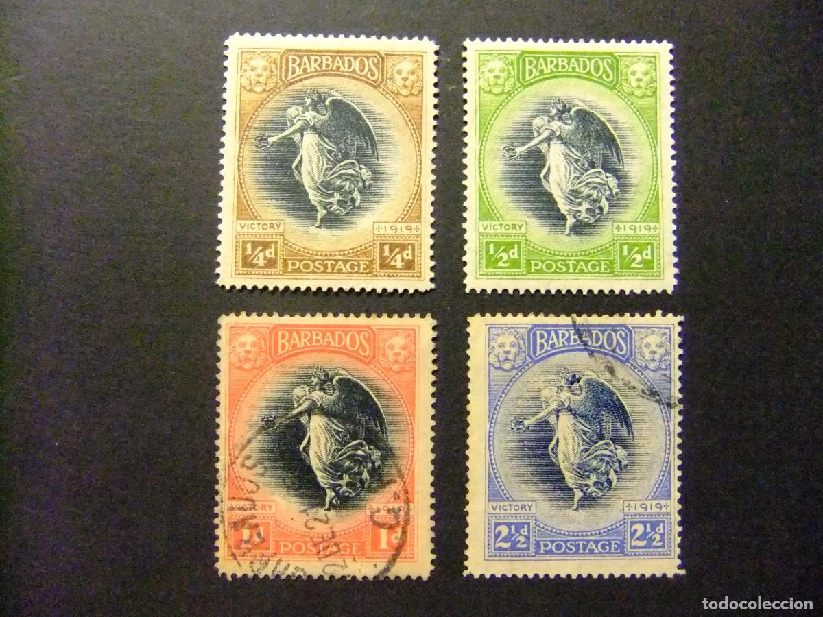 Selos: 49 BARBADOS 1920 /ANNIVERSAIRE de la VICTORIE (Victoria ail&eacute;e du Louvre)/ YVERT 117-119 +121 FU MH