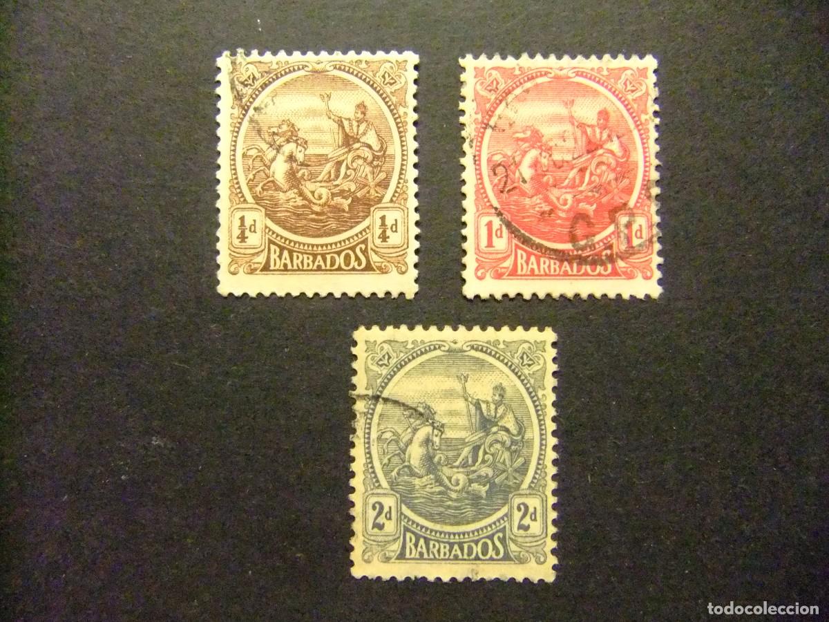 Selos: 49 BARBADOS 1921 1924 / SERIE COURANTE ( Sceau ) / YVERT 132 + 134 +135 FU fil. mult.