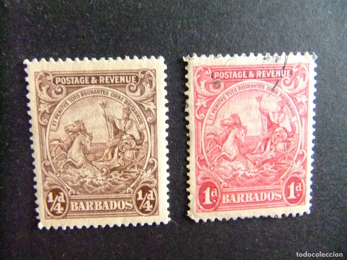 Selos: 49 BARBADOS 1921 1924 / SERIE COURANTE ( Sceau ) / YVERT 141 MH+143 FU fil. mult.