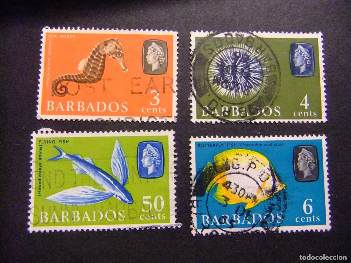 Timbres: 49 BARBADOS 1965 / SERIE COURANTE et ELIZABERTH II / YVERT 245 +246 +248 + 254 FU