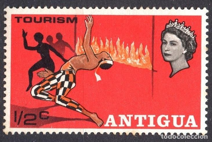 Briefmarken: ANTIGUA/1968/MH/SC#203/ REINA ELIZABETH II / QEII/ EMISOR TURISMO / 1/2c BAILES