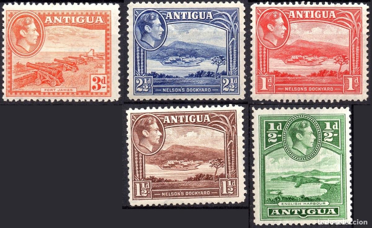 Timbres: ANTIGUA/1938-51/MH/SC#84-6. 88-9/ REY JORGE VI / KGVI/ PAISAJE/ SET PARCIAL