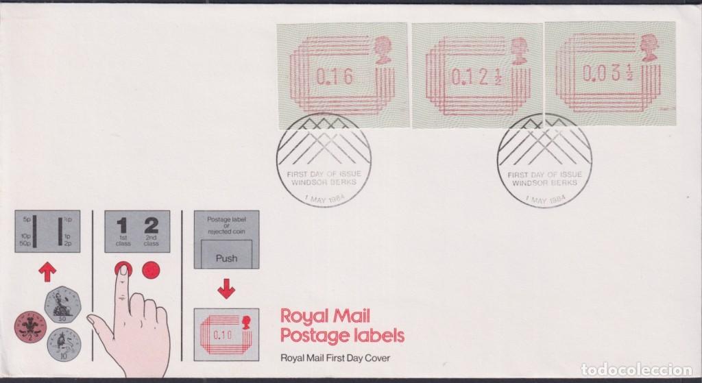 Timbres: F-EX51384 UK ENGLAND FDC WINDSOR BERKS 1984 POSTAGE LEBELS ATM.