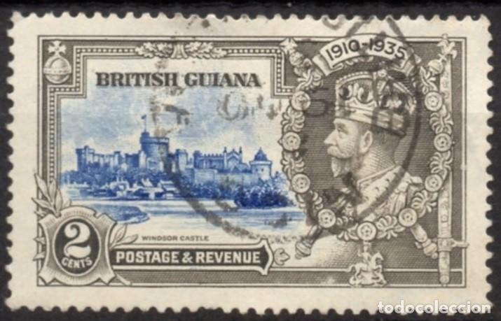 Selos: BRITISH GUIANA/1935/USED/SC#223/ EMISION JUBILEO DE PLATA / REY JORGE V / KGV / 2c