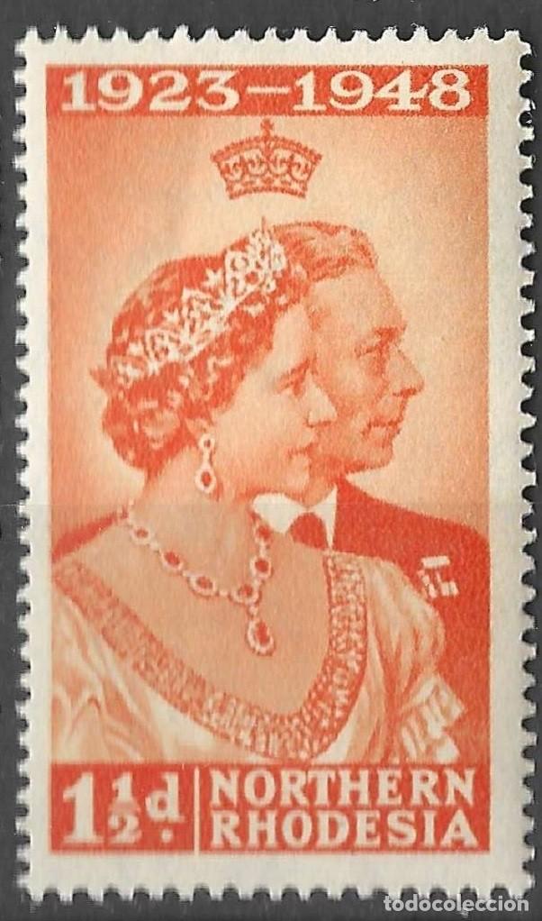 Sellos: NORTHERN RHODESIA/1948/MH/SC#48/ EMISION BODAS DE PLATA REY JORGE VI & ELIZABETH / REALEZA / KGVI