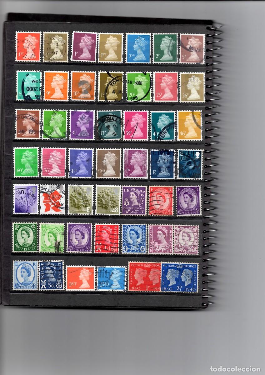 Sellos: Inglaterra, 48 sellos basicos usados - Foto 1