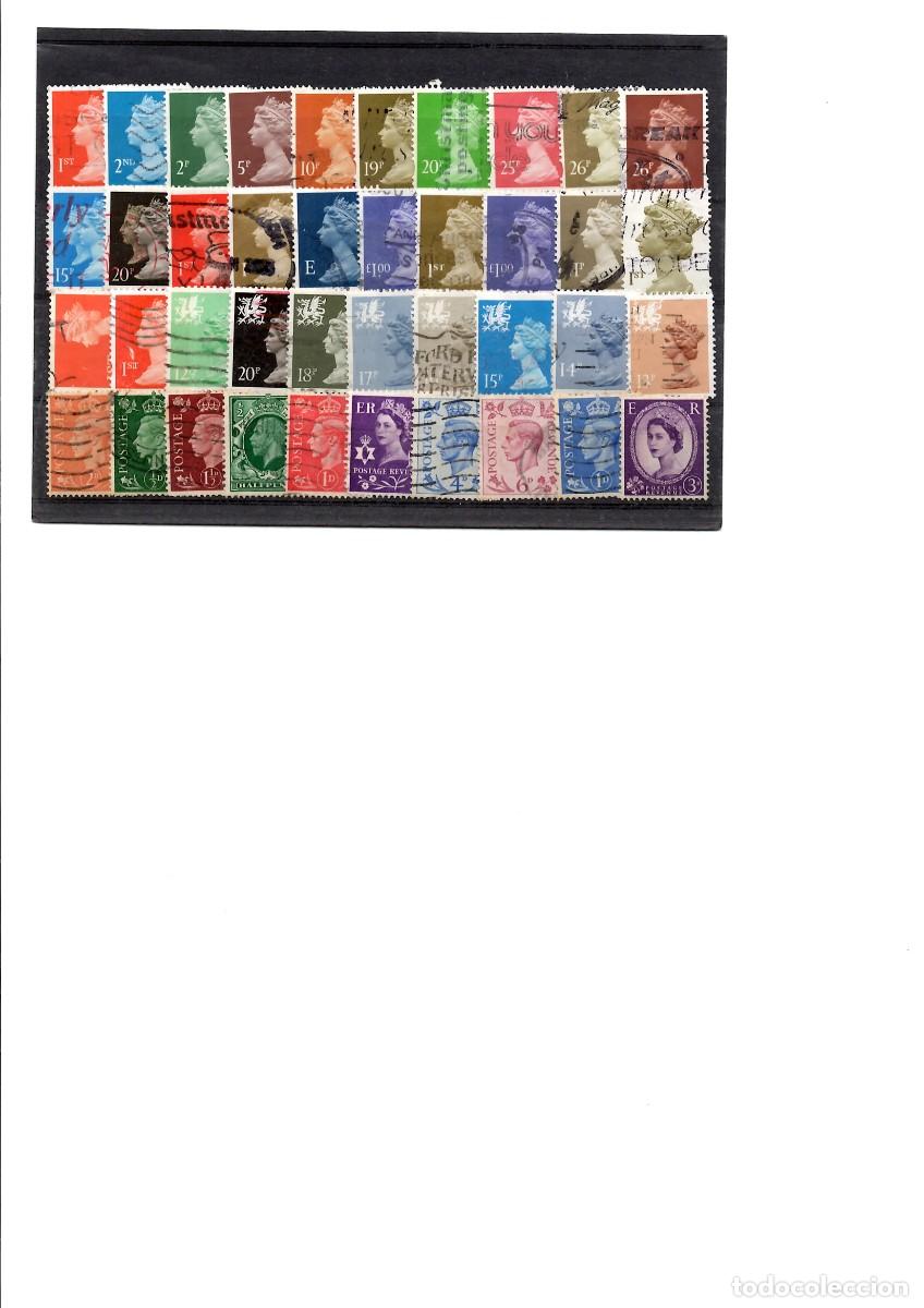 Sellos: Inglaterra, 40 sellos usados basicos - Foto 1