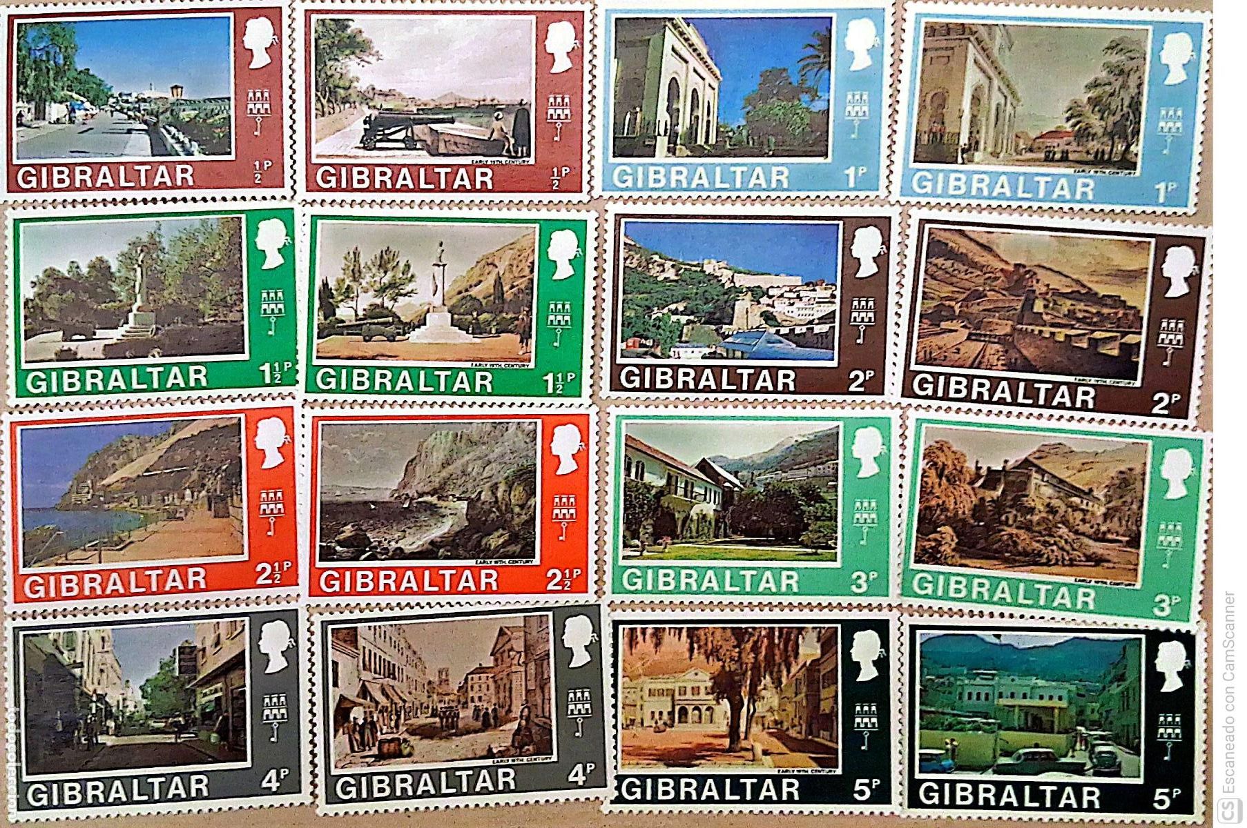 Francobolli: Gibraltar. 239/70 Vistas de Gibraltar de los siglos XIX y XX. 1971. Sellos nuevos y numeraci&oacute;n Yvert