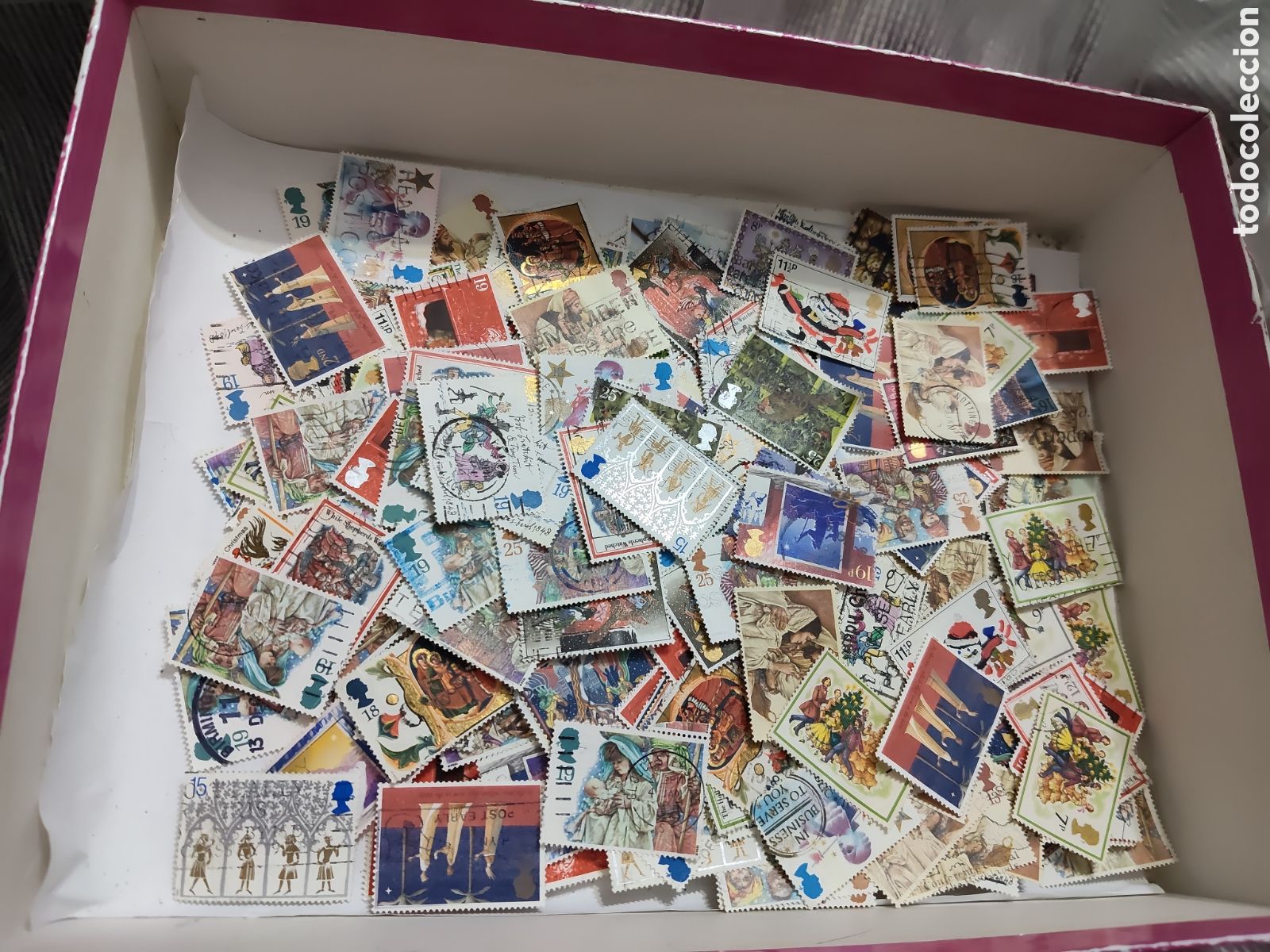 Selos: Lote de 210 Sellos de Gran Breta&ntilde;a Navidades a&ntilde;os diferentes