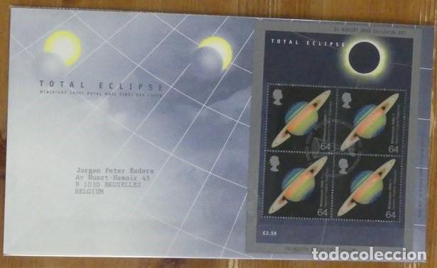Sellos: GRAN BRETA&Ntilde;A 1999 SPD FDC ECLIPSE SOLAR ESPACIO SPACE ESPACE - Foto 1