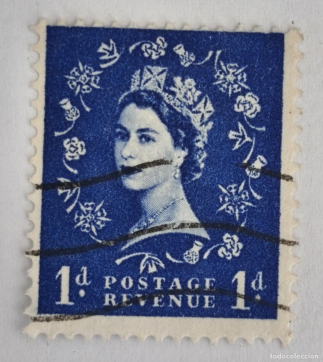 Sellos: USADO - GRAN BRETA&Ntilde;A - Queen Elizabeth II 1d - Predecimal Wilding 1954 - Yvert et Tellier GB 263a