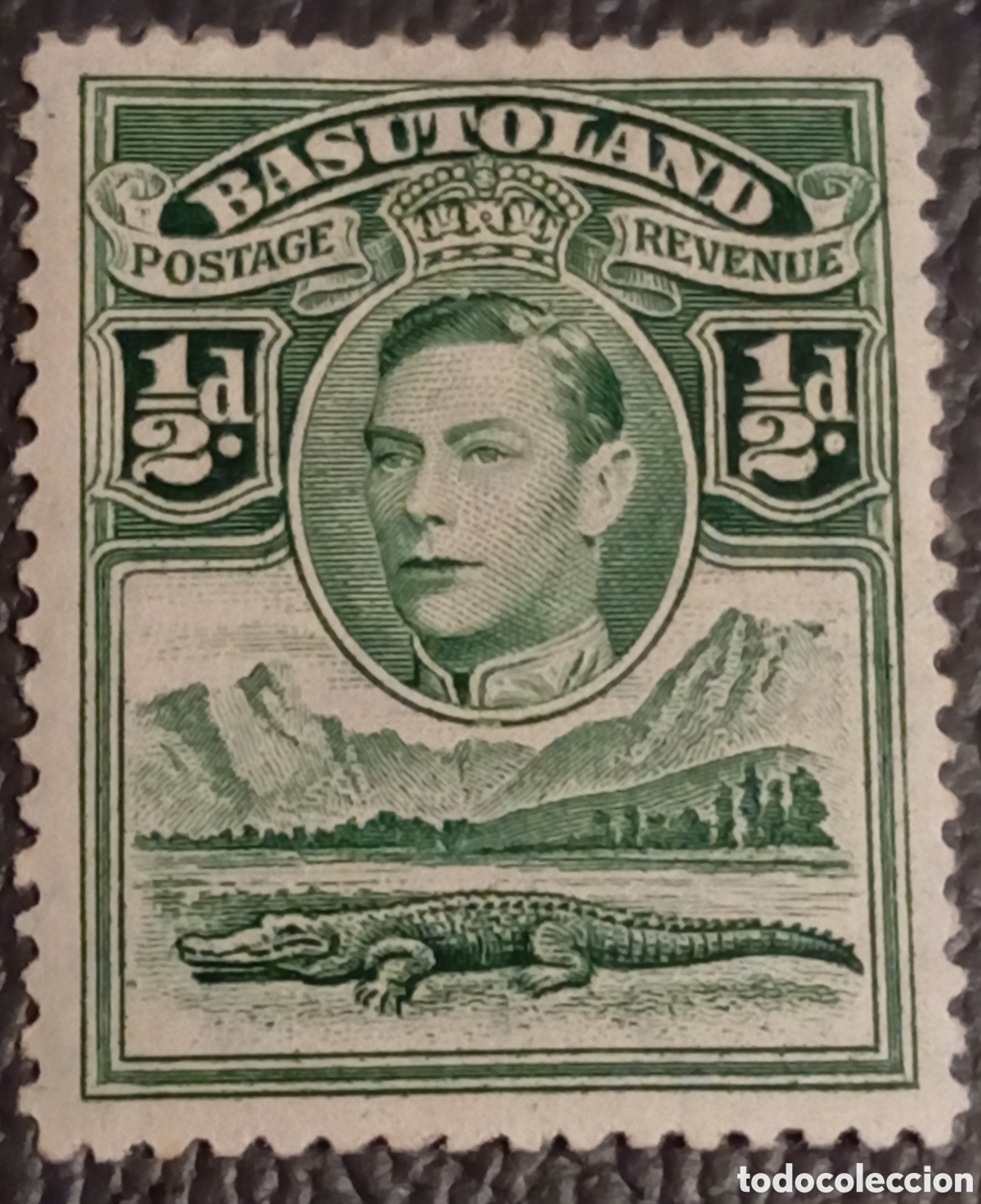 Sellos: Sello Basutolandia 1941 - 1d Verde Jorge VI y Cocodrilo - SG 19 MH