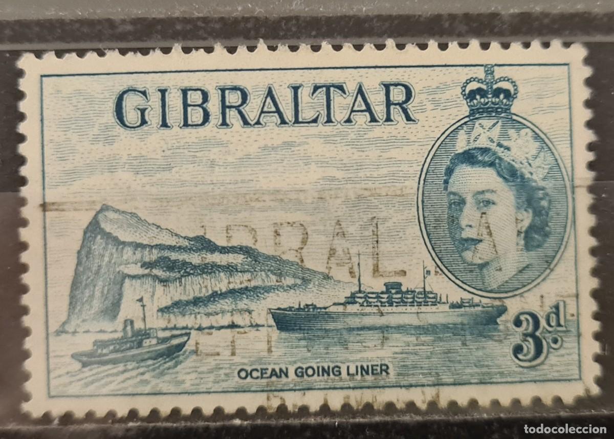 Sellos: Sello usado de Gibraltar 1954: Visita real