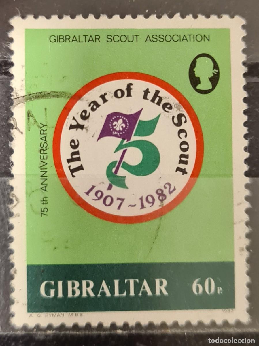 Sellos: Sello usado de Gibraltar 1982: 75 Aniversario del escoltismo