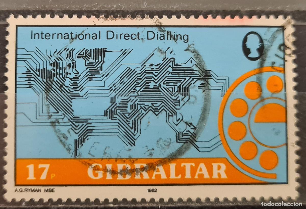 Sellos: Sello usado de Gibraltar 1982: puesta en servicio del servicio internacional directo