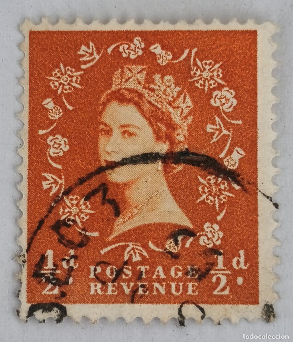 Sellos: USADO - GB - Queen Elizabeth II 1/2 d - Predecimal Wilding 1954 - Yvert et Tellier GB 262a