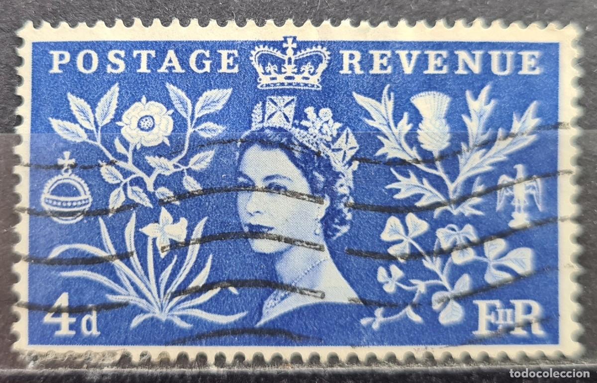 Sellos: Sello usado de Gran Breta&ntilde;a 1953: Coronaci&oacute;n de Elizabeth II