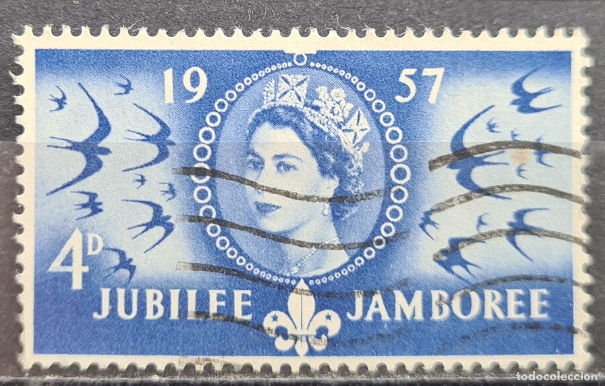 Sellos: Sello usado de Gran Breta&ntilde;a 1957: Centenario del nacimiento del lord Baden-Powell