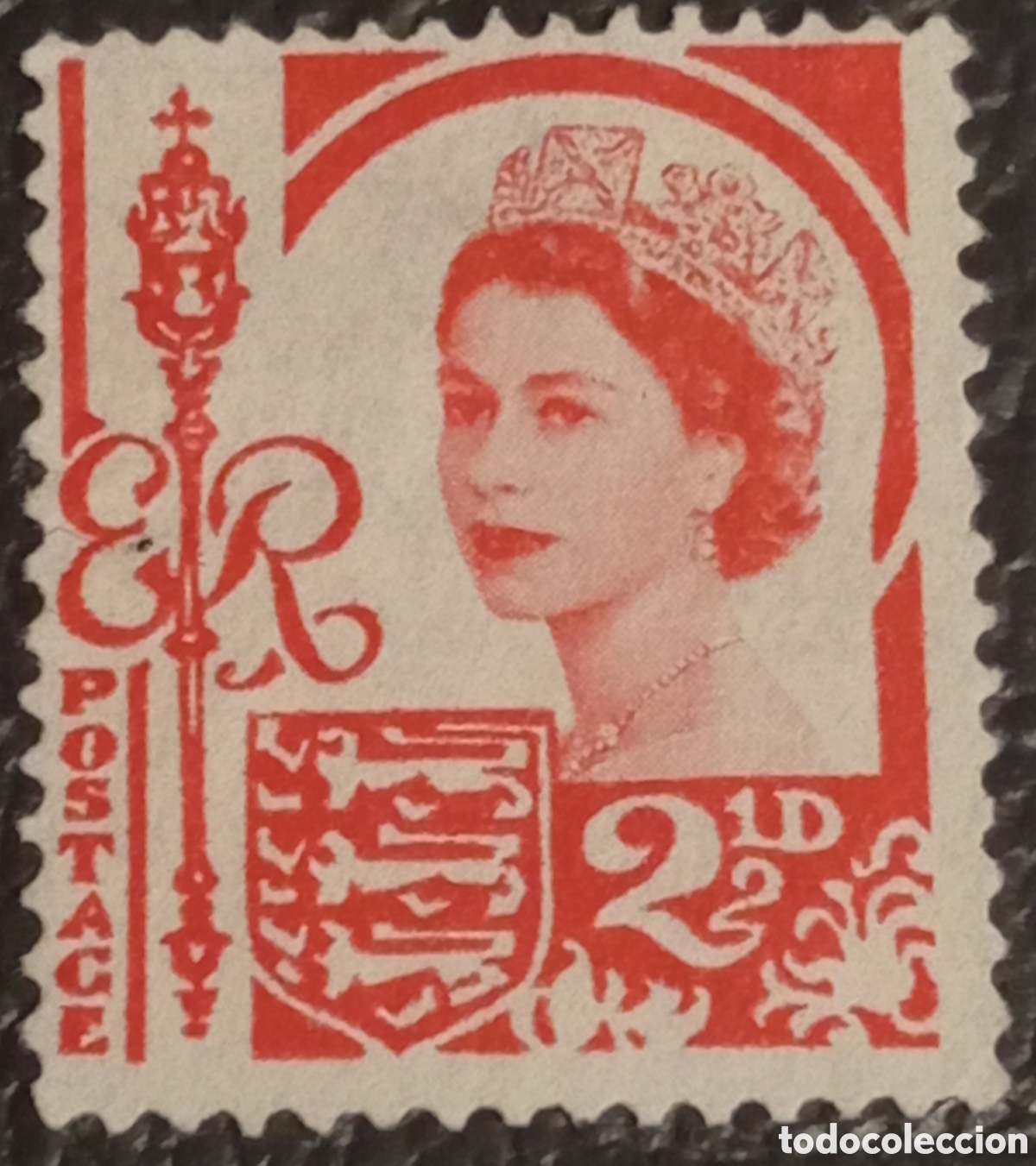 Sellos: 1958 Jersey Regional - Queen Elizabeth II Wilding 2&frac12;d Carmine - SG J1 MH