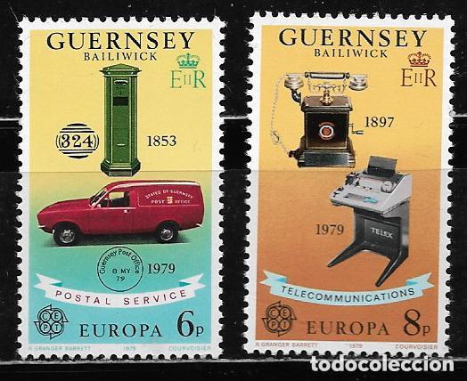 Sellos: Guernesey 1979 Ivert 184/5 *** Europa - Serviio Postal y Telecomunicaciones