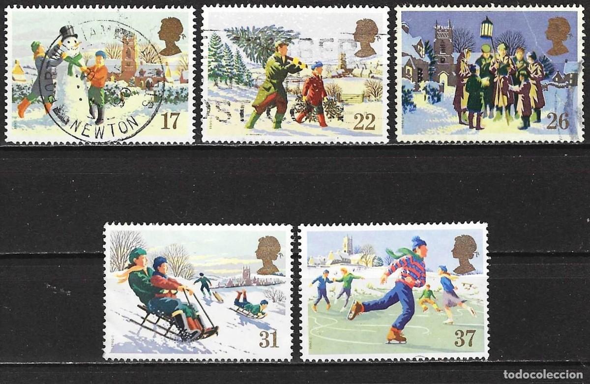 Sellos: Gran Breta&ntilde;a 1990 - Mi 1300 a 1304 - YT 1494 a 1498 - Navidad ( Serie completa )