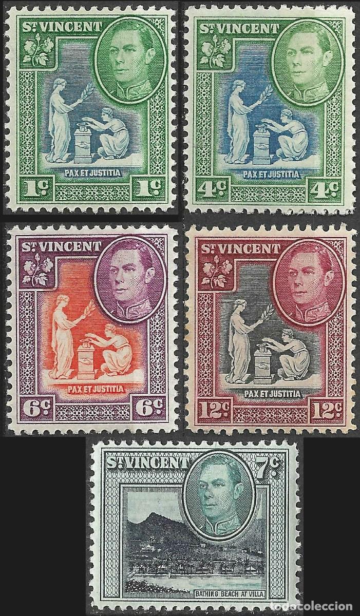 Sellos: ST. VINCENT/1946/MH/SC#156, 159, 161-3/ REY JORGE VI / KGVI / SET PARCIAL