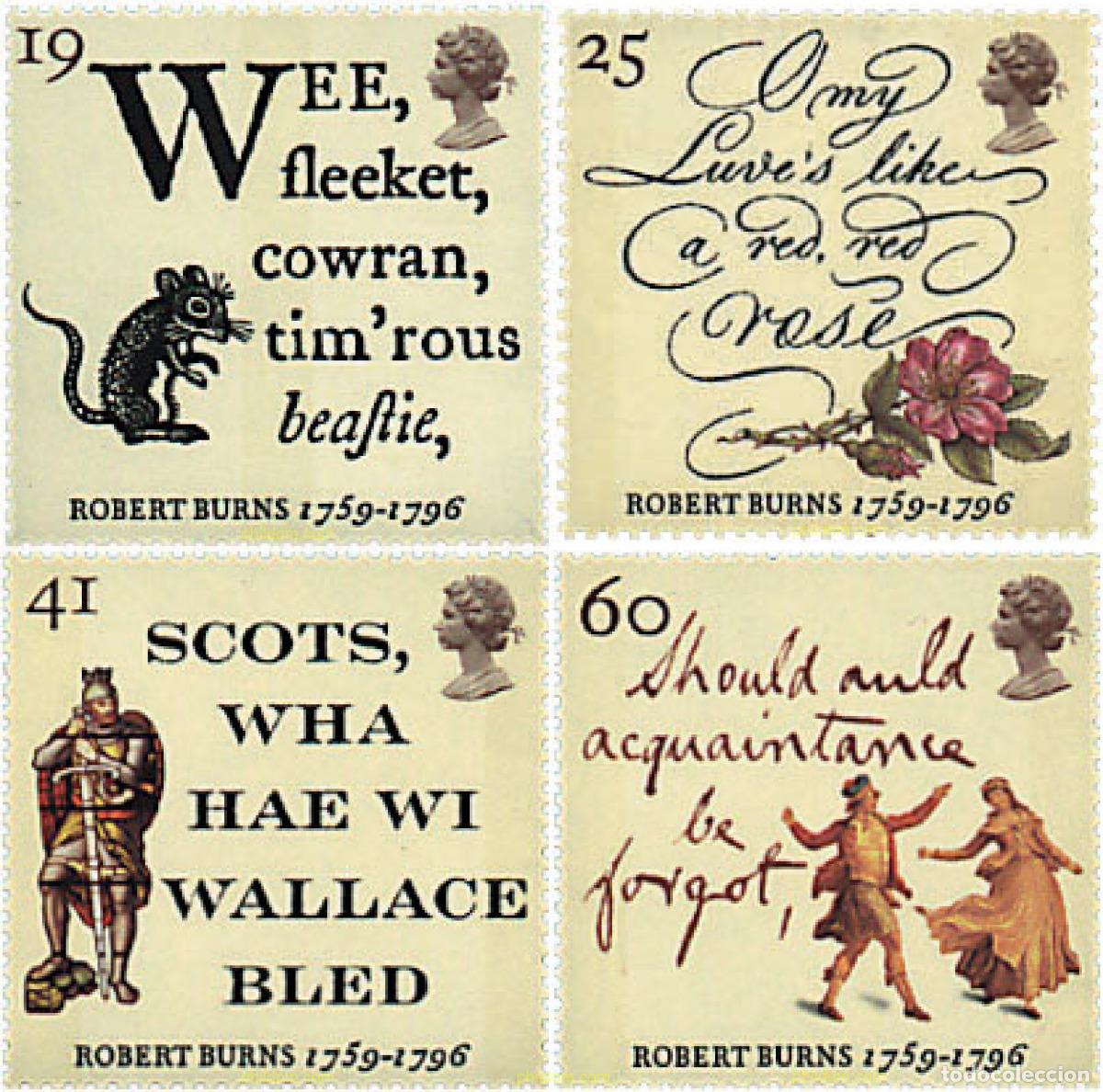 Sellos: 91245 MNH GRAN BRETA&Ntilde;A 1996 BICENTENARIO DE LA MUERTE DEL POETA ESCOCES ROBERT BURNS