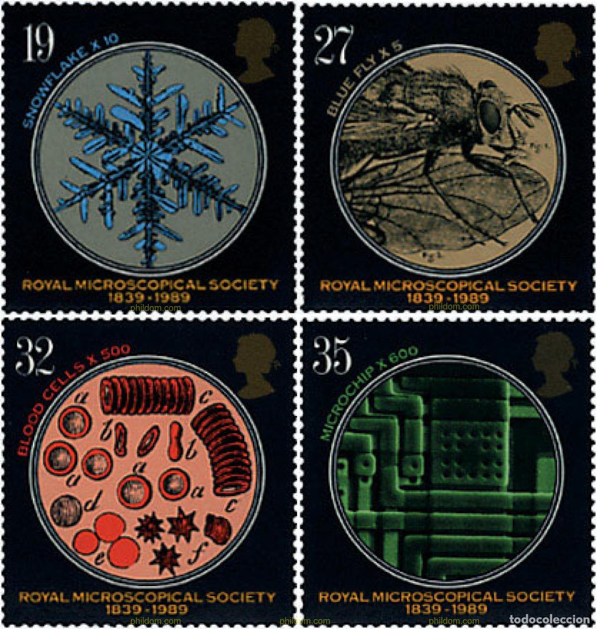 Sellos: 66142 MNH GRAN BRETA&Ntilde;A 1989 150 ANIVERSARIO DE LA REAL SOCIEDAD DE MICROSCOPIA