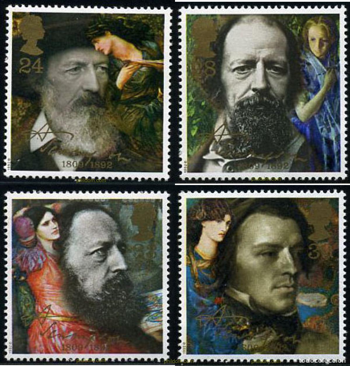 Sellos: 142409 MNH GRAN BRETA&Ntilde;A 1992 CENTENARIO DE LA MUERTE DE LORD ALFRED TENNYSON