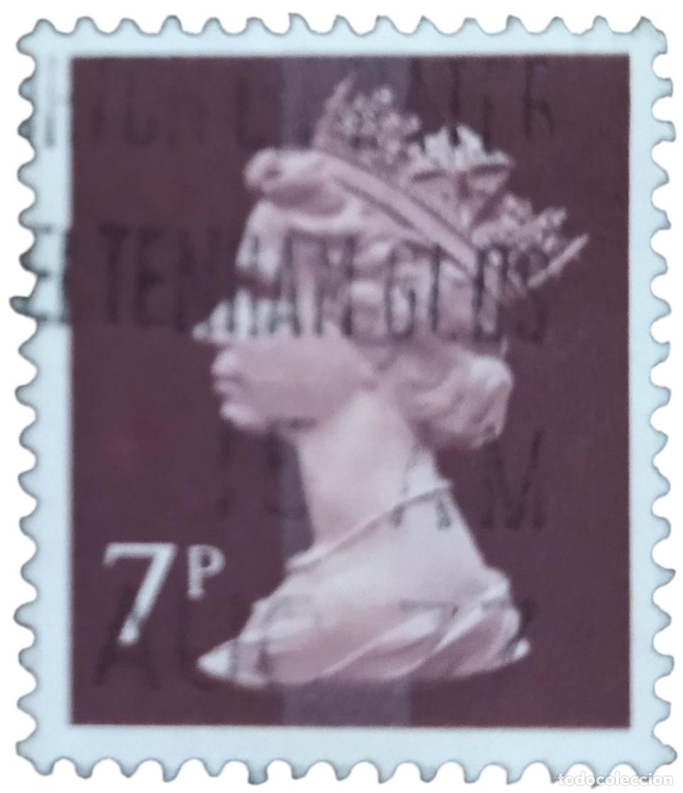 Sellos: GRAN BRETA&Ntilde;A 1975 Isabel II - Mach&iacute;n. USADO.