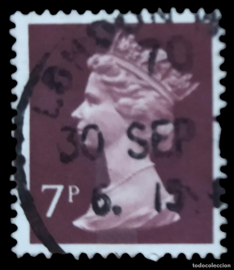 Sellos: GRAN BRETA&Ntilde;A 1977 Isabel II - Mach&iacute;n. USADO.