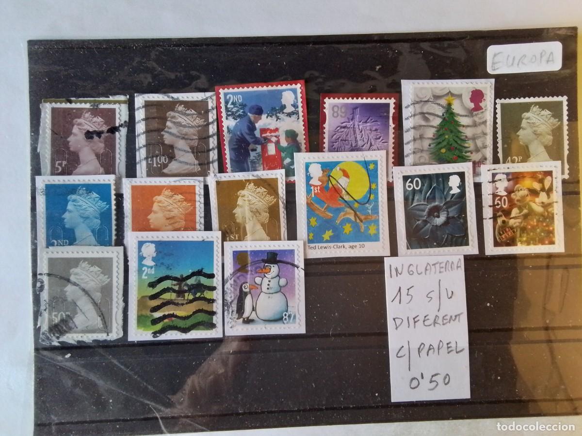 Sellos: INGLATERRA 15 SELLOS DIFERENTES CON PAPEL