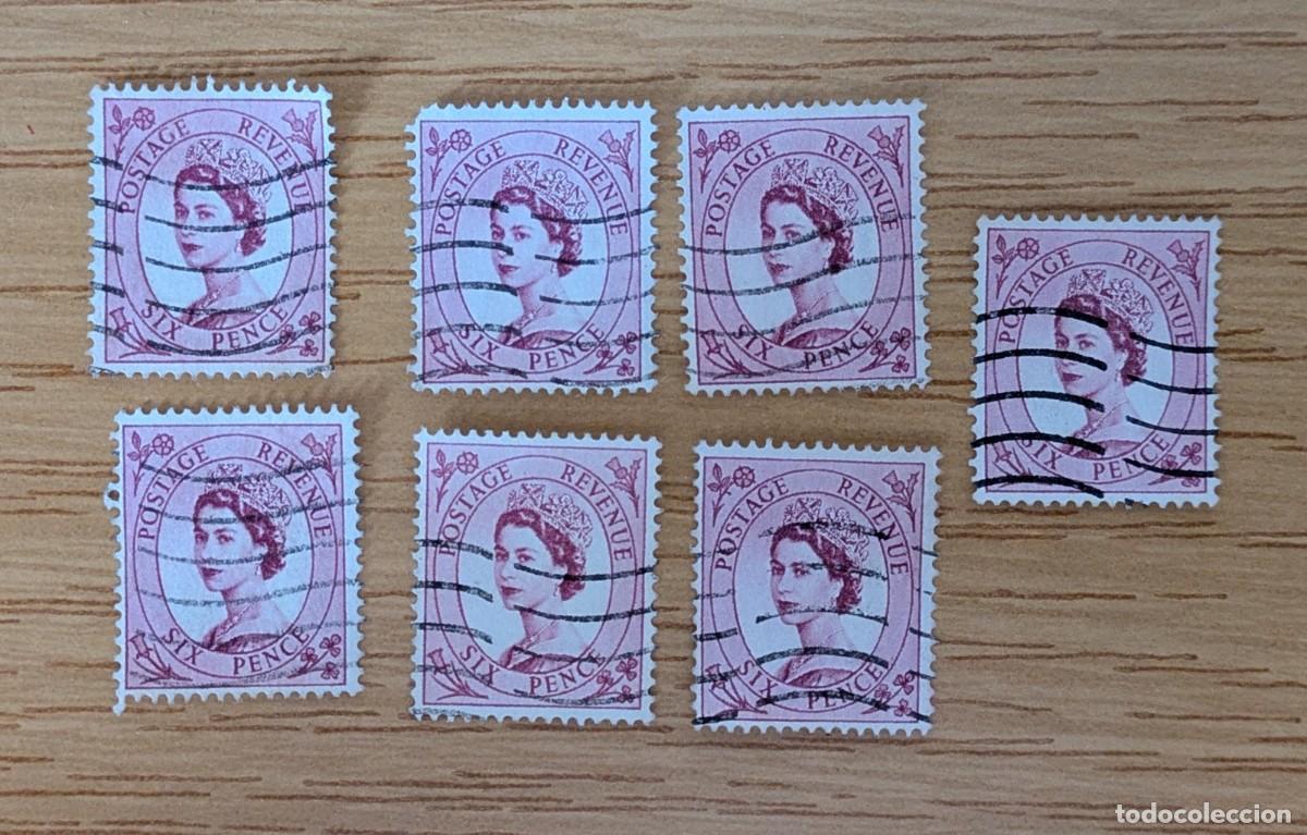 Sellos: Lote de 7 sellos del Reino Unido Six Pence