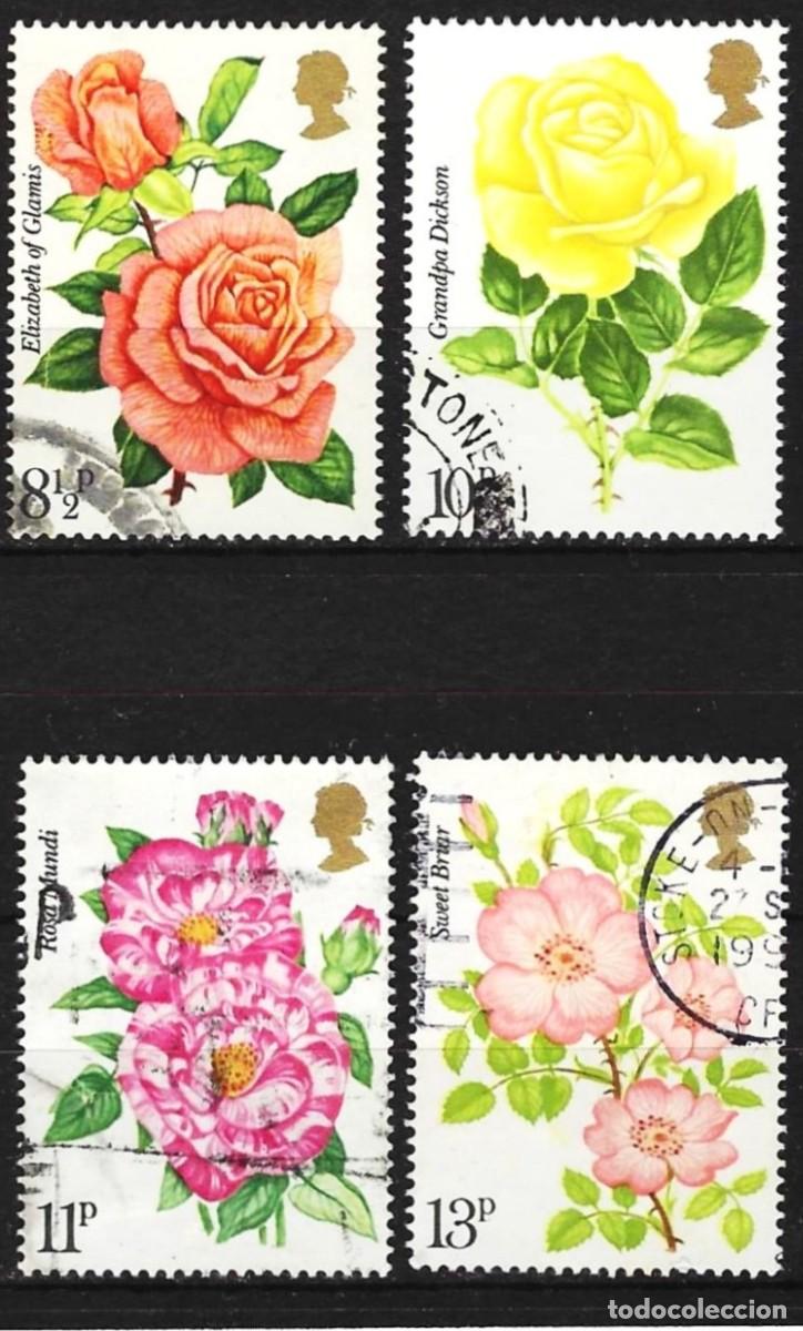 Sellos: Gran Breta&ntilde;a 1976 - Mi 711 a 714 - YT 795 a 798 - Flores : Rosas ( Serie completa )