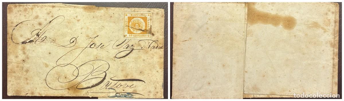Sellos: O) 1868 GREAT BRITAIN, MANCHESTER, VIA SOUTHAMPTON, QUEEN VICTORIA, CIRCULATED TO MONTEVIDEO, ENVE