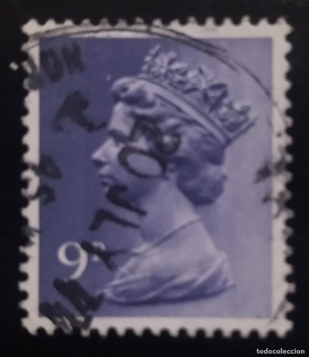 Sellos: GRAN BRETA&Ntilde;A 1976 Isabel II. 9 P - Mach&iacute;n. USADO.