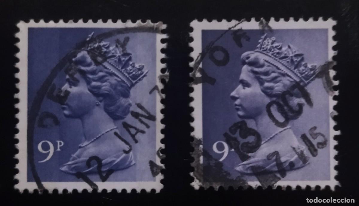 Sellos: GRAN BRETA&Ntilde;A 1976 Isabel II. 9 P Variantes - Mach&iacute;n. USADO.