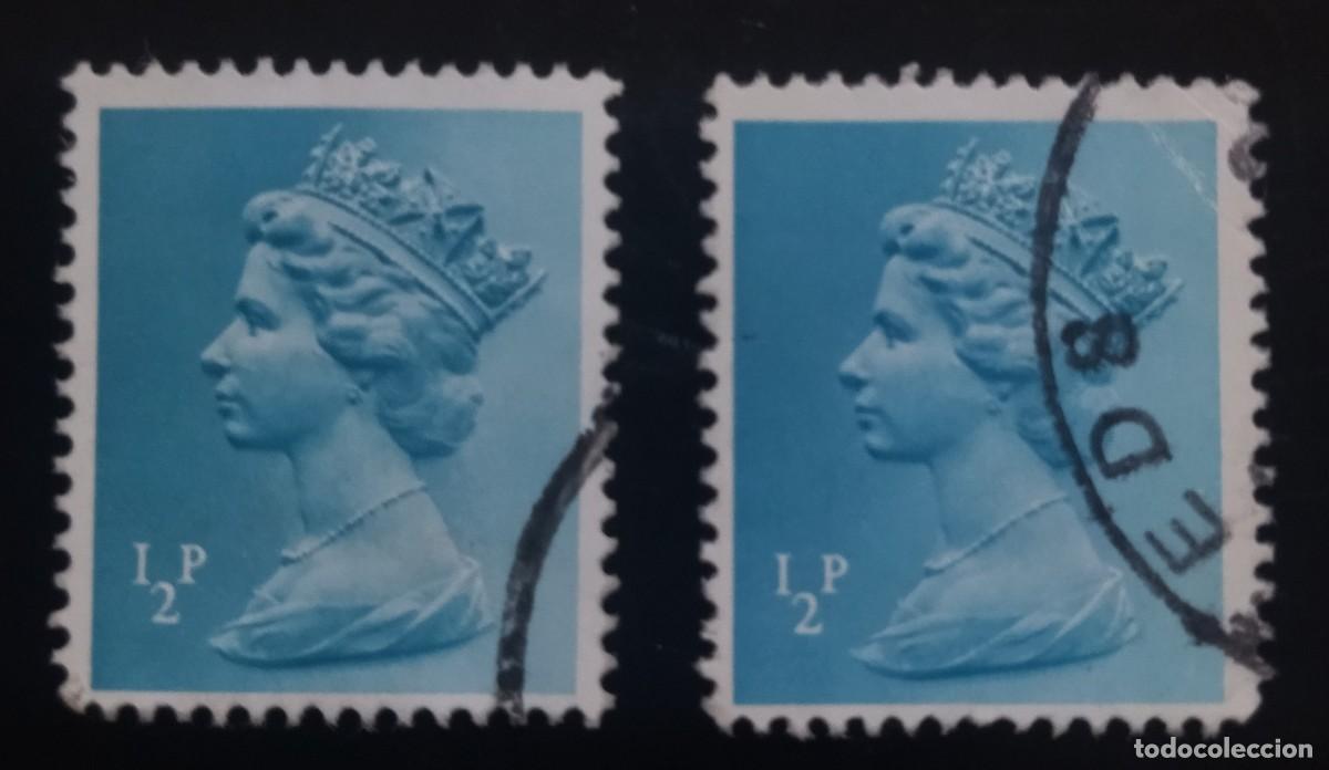 Sellos: GRAN BRETA&Ntilde;A 1971 Isabel II. 1 &frac12; P Variantes - Mach&iacute;n. USADO.