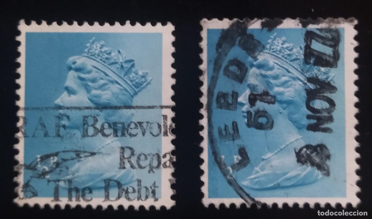 Sellos: GRAN BRETA&Ntilde;A 1971 Isabel II. 1 &frac12; P Variantes - Mach&iacute;n. USADO.
