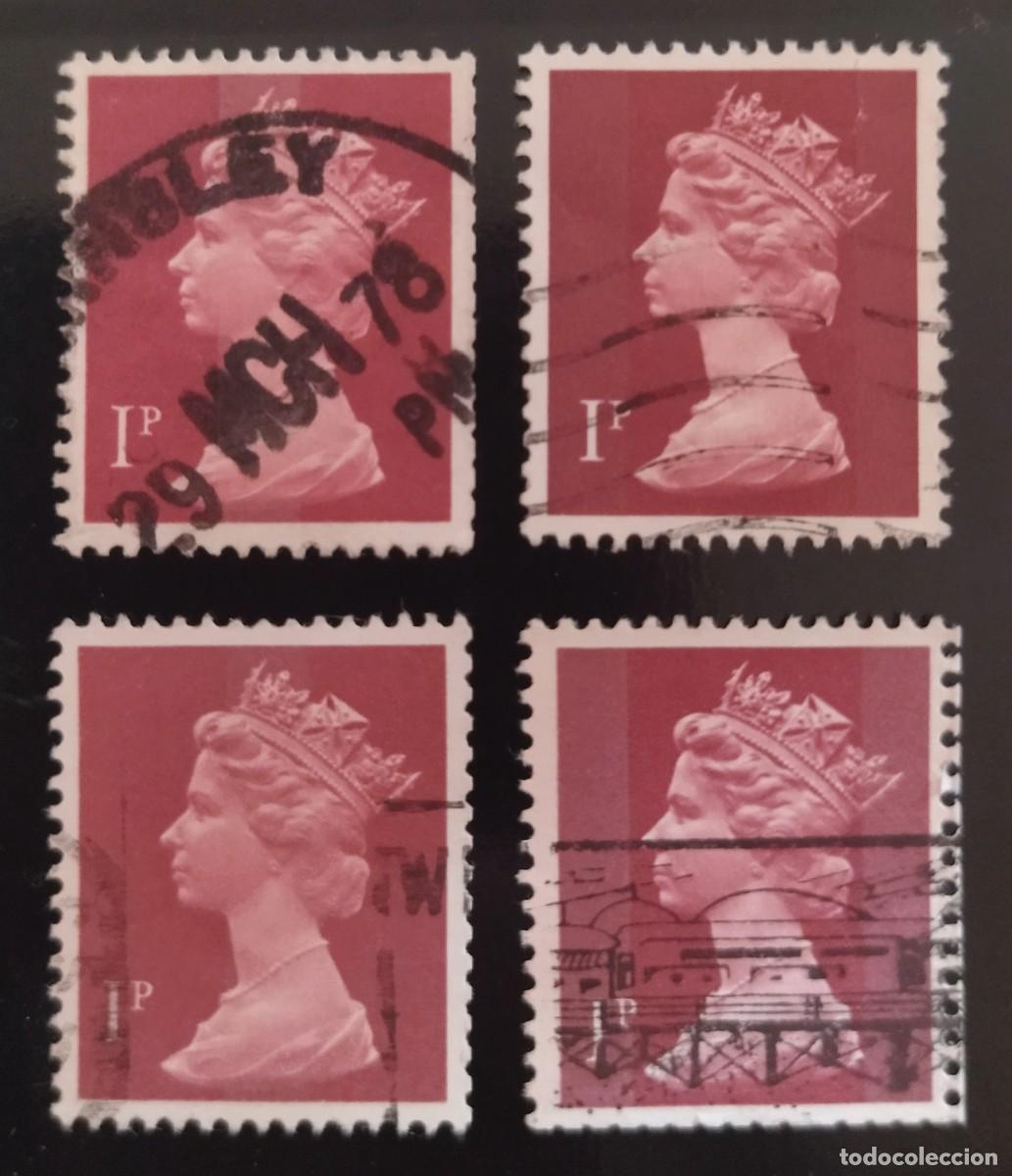 Sellos: GRAN BRETA&Ntilde;A Isabel II. 1 P Variantes - Mach&iacute;n. USADO.